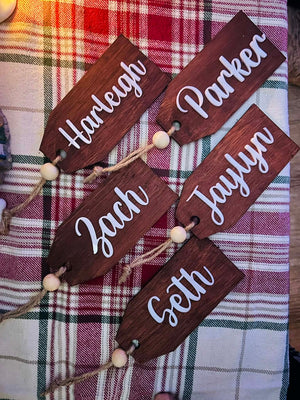 Modern Farmhouse Personalized Name Tag Ornaments