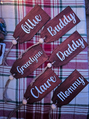 Modern Farmhouse Personalized Name Tag Ornaments