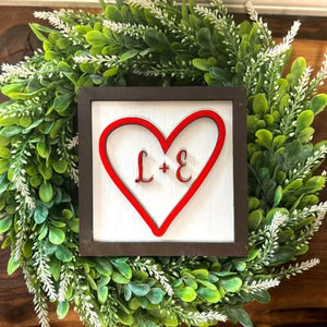 Initials Heart Framed Art