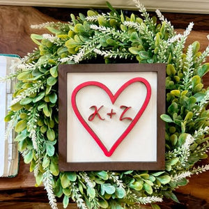 Initials Heart Framed Art