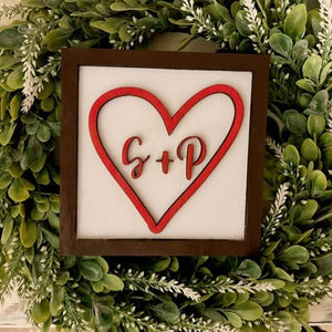 Initials Heart Framed Art