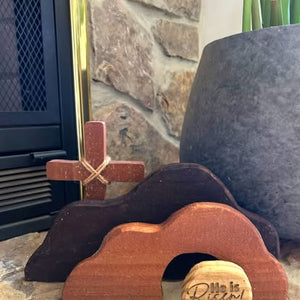 Rustic Wooden Empty Tomb & Cross 3-Piece Easter Decor