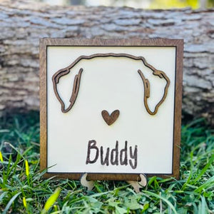 Minimalist 3D Pet Portrait Wood Sign – Personalized
