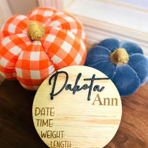 3D Name Newborn Photo Prop & Announcement Round
