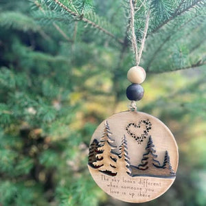 "The Sky Looks Different" Memorial Wood Slice Ornament