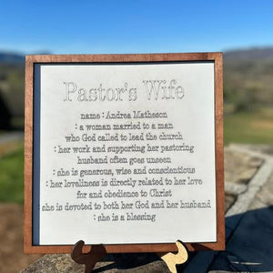 Personalized "Pastor’s Wife" Framed Definition Sign
