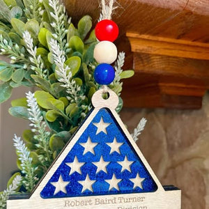 Personalized Military Veteran Memorial Wood Ornament –  Folded Flag Tribute