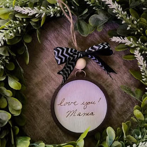 Custom Handwritten Signature Ornament –  Laser Engraved Wood Keepsake
