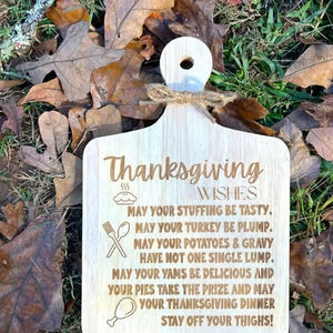 Engraved Thanksgiving Wishes Wood Cutting Board Sign