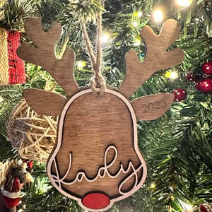 Custom Laser-Cut Reindeer Name Ornament
