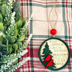 "A Little Bit of Heaven" Memorial Cardinal Wood Ornament