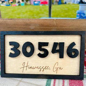 Custom Zip Code & City Desktop Wood Plaque