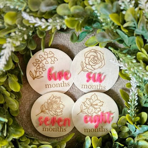 Floral 3D Baby Milestone & Announcement Disc Set
