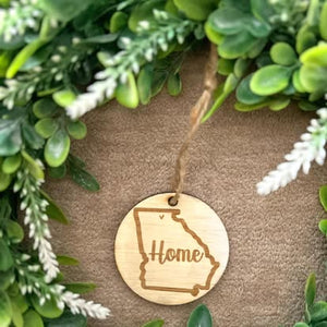 State Pride "Home" Engraved Wood Ornament