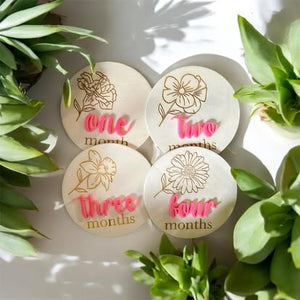 Floral 3D Baby Milestone & Announcement Disc Set