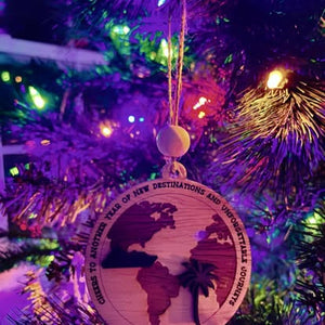 "New Destinations" Personalized Travel Ornament