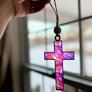 Mosaic Stained Glass Style Acrylic Cross Ornament