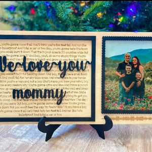 Custom "We Love You Mommy" 3D Lyric & Photo Keepsake with Scalloped Frame