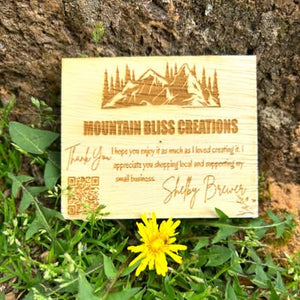 Custom Business Branded Wood Business Card / Thank You Insert