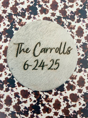 Personalized Hair-on-Hide Round Coasters (Set of 6)